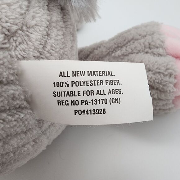 Burton + Burton Corduroy Ribbed Hippo Plush 12” Gray Pink Bow Stuffed Animal Toy - Picture 13 of 13